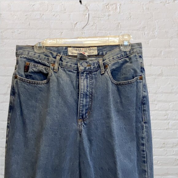 VINTAGE 90'S GUESS JEANS -- Low Waist, Boot Leg, Lt Blue, Style #1060 Never Worn - Picture 3 of 9